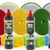 Menzerna Polijst Pakket 250 Ml Bestaande Uit; Heavy Compound 400, Medium Cut Polish 2200, Super Finish 3500, PowerLock 4, 4 Pads 150mm Garage Freaks, 4 Poetsdoekjes 40x40 550 Gsm -Auto-Onderdelen 1200x598