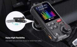 Igoods Bluetooth FM Transmitter - 170 ° Rotatie Auto Radio Adapter - Met 1,8-inch Kleurenscherm - Handsfree Bellen - Ondersteunt QC3.0 Opladen, Treble En Bass Sound Muziekspeler - Zwart -Auto-Onderdelen 1200x742 1