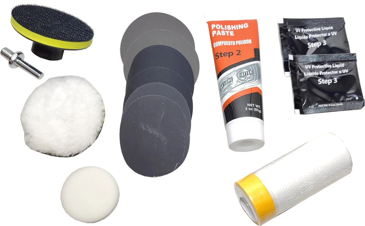 Merkloos Complete Koplamp Polijst Poets Herstel Set Kit Vergeelde Vervaagde Auto Lamp 3 Merkloos Complete Koplamp Polijst Poets Herstel Set Kit Vergeelde Vervaagde Auto Lamp