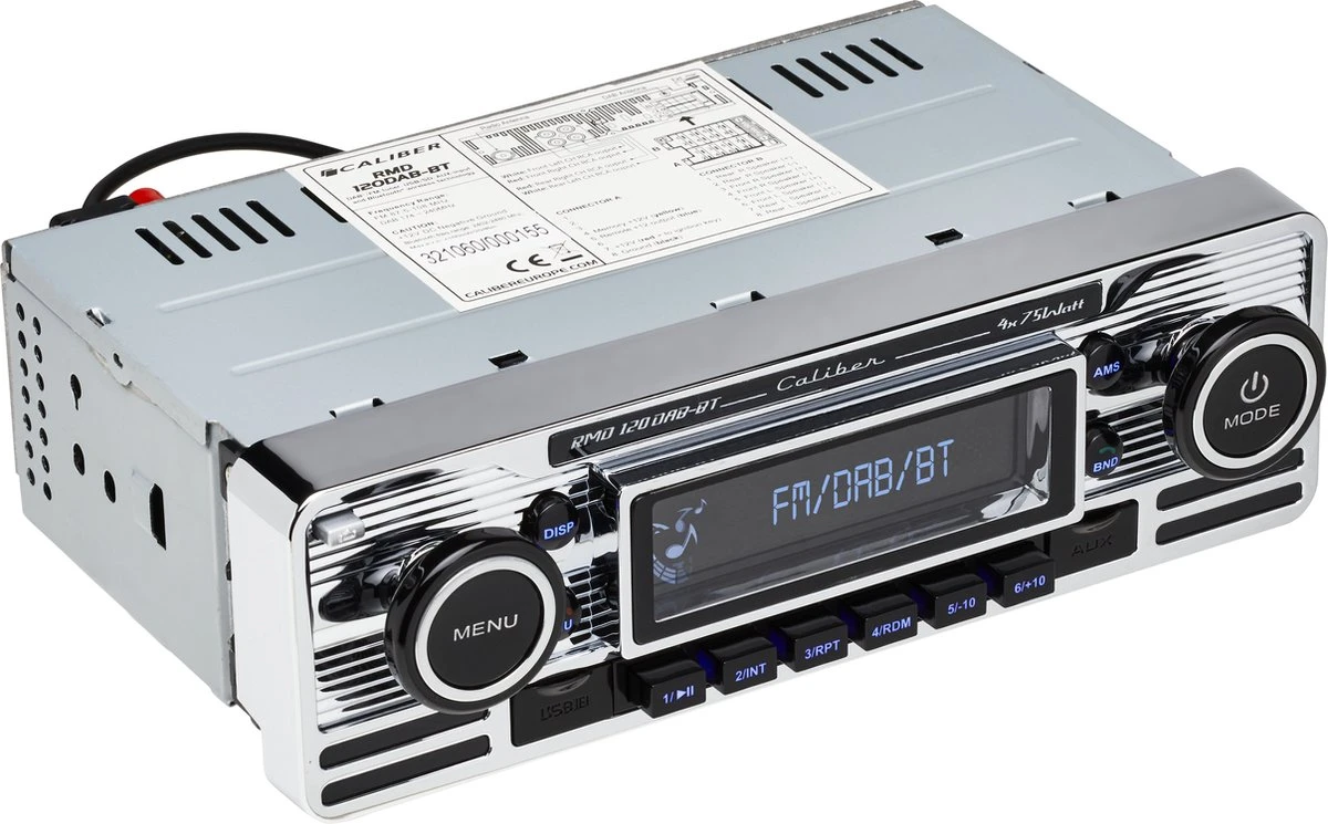Caliber Autoradio Met Bluetooth 1 DIN USB 18 Voorkeurzenders Retro Look (RMD120BT) 10 Caliber Autoradio Met Bluetooth 1 DIN USB 18 Voorkeurzenders Retro Look (RMD120BT) - Afbeelding 8