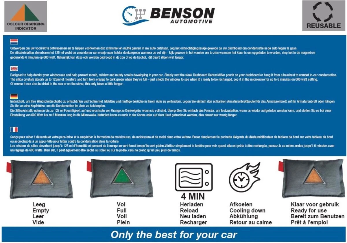 Benson Luchtontvochtiger - Herbruikbaar - Magnetron - 125 Ml 4 Benson Luchtontvochtiger - Herbruikbaar - Magnetron - 125 Ml - Afbeelding 2