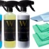 Waxximo COMBIDEAL Leer Reiniging Set + 2 Microvezeldoeken + 2 Glasdoeken - Interieur Reiniger Auto - Leer Reiniging - Vlekken Verwijderraar - Cockpitspray Glans - Glas Reiniger - Dashboard Schoonmaken - Leder Bekleding Reinigen