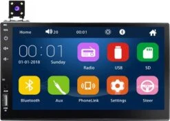 Universele Autoradio Met Bluetooth, USB & Aux - Handsfree - Mirrorlink - Radio Met Microfoon - GRATIS Achteruitrijcamera