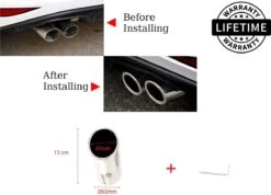 GTI / GTD / S Line Look Sport Uitlaat Tips Sierstuk Eindstuk PREMIUM RVS Voor Audi A1 8X A3 8P 8V A4 B8 A5 8T A6 C6 C7 Q3 8U Q5 8R & Volkswagen Golf 6 Golf 7 Polo 5 6 6R 6C 2G GTI Touran Tiguan Beetle Jetta Eos Golf Plus Scirocco Ø 58-60mm