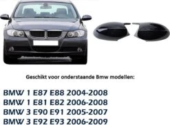 No Name Hoogglans Pianolak Zwart Wing Spiegel Spiegelkappen Geschikt BMW 1 Serie E81 E82 E87 E88 3 Serie E90 E91 E92 E93
