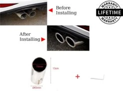 GTI / GTD / S Line Look Sport Uitlaat Tips Sierstuk Eindstuk PREMIUM RVS Voor Audi A1 8X A3 8P 8V A4 B8 A5 8T A6 C6 C7 Q3 8U Q5 8R & Volkswagen Golf 6 Golf 7 Polo 5 6 6R 6C 2G GTI Touran Tiguan Beetle Jetta Eos Golf Plus Scirocco Ø 63-65mm