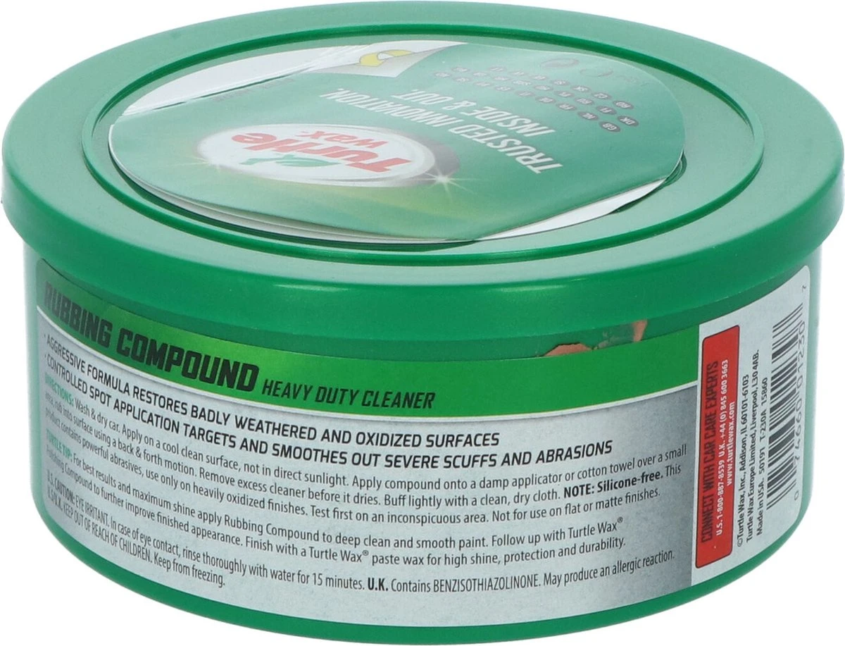 Turtle Wax Rubbing Compound Paste - Reiniger Voor Verweerde Lak - Poetsproducten Auto - 298 Gram 5 Turtle Wax Rubbing Compound Paste - Reiniger Voor Verweerde Lak - Poetsproducten Auto - 298 Gram - Afbeelding 3