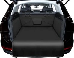 NaSK - Universele Kofferbakbescherming, Waterafstotend En Onderhoudsvriendelijk, Ideale Autodeken Voor Honden, Zwarte Kofferbakmat Met Bumperbescherming (zwart), Waterdicht En Aangroeiwerende, Gemakkelijk Schoon Te Maken