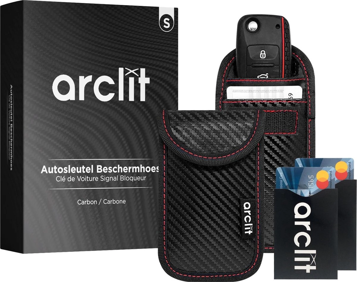 Arclit® | 2x Autosleutel RFID Anti-Diefstal Beschermhoes + 2x RFID Kaarthouders | 2Pack | Keyless Entry Beveiliging Hoesje | Signaal Blokkerende Beschermhoes | Voordeelverpakking | Carbon 3 Arclit® | 2x Autosleutel RFID Anti-Diefstal Beschermhoes + 2x RFID Kaarthouders | 2Pack | Keyless Entry Beveiliging Hoesje | Signaal Blokkerende Beschermhoes | Voordeelverpakking | Carbon