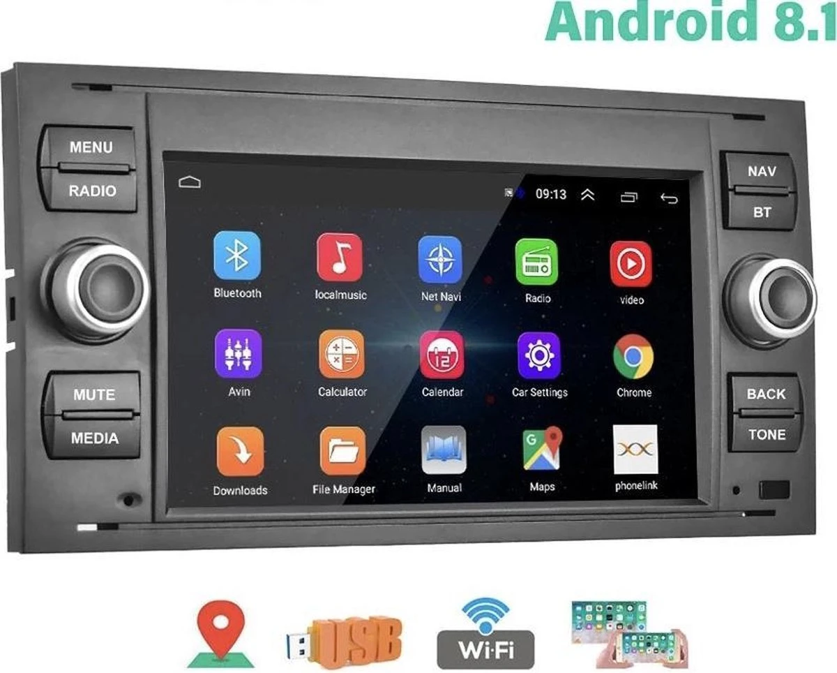 Merkloos Ford Fiesta Focus C-Max S-Max Galaxy Fusion Connect Android 8.1 Navigatie Bluetooth USB WiFi 8 Merkloos Ford Fiesta Focus C-Max S-Max Galaxy Fusion Connect Android 8.1 Navigatie Bluetooth USB WiFi - Afbeelding 6