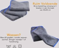 ForDig 1100 GSM Microvezeldoeken (3 Stuks) – Anti Kras – Super Absorberend - Auto Droogdoek – Microvezel Droogdoek – Watermagneet – 40 X 40 Cm -Auto-Onderdelen 1200x979 3
