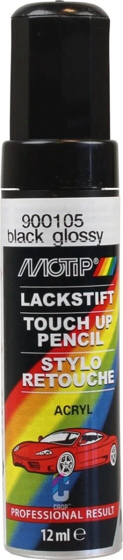 MoTip Lakstift Zwart Hoogglans 12ml -Auto-Onderdelen 264x1200