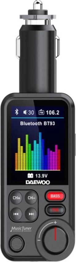 Igoods Bluetooth FM Transmitter - 170 ° Rotatie Auto Radio Adapter - Met 1,8-inch Kleurenscherm - Handsfree Bellen - Ondersteunt QC3.0 Opladen, Treble En Bass Sound Muziekspeler - Zwart -Auto-Onderdelen 349x1200