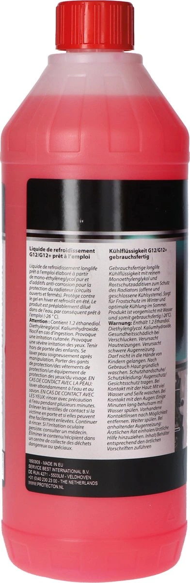 Protecton Koelvloeistof Auto G12/G12+ | 1 Liter | Beschermt Tegen Corrosie, Oververhitting En Vorst 5 Protecton Koelvloeistof Auto G12/G12+ | 1 Liter | Beschermt Tegen Corrosie, Oververhitting En Vorst - Afbeelding 3