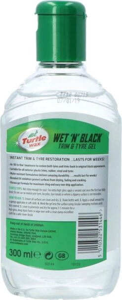 Turtle Wax Wet N Black Tyre & Trim Gel - Bandenonderhoud - Bandenreiniger - Banden En Kunststof Behandeling - 300ml -Auto-Onderdelen 488x1200 2
