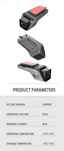 DrPhone DC12 Auto Dashcam Voor – Full HD 1080P - Nachtzicht – Bewegingsdetectie - 170 ° Groothoek Lens - Zwart -Auto-Onderdelen 512x1200