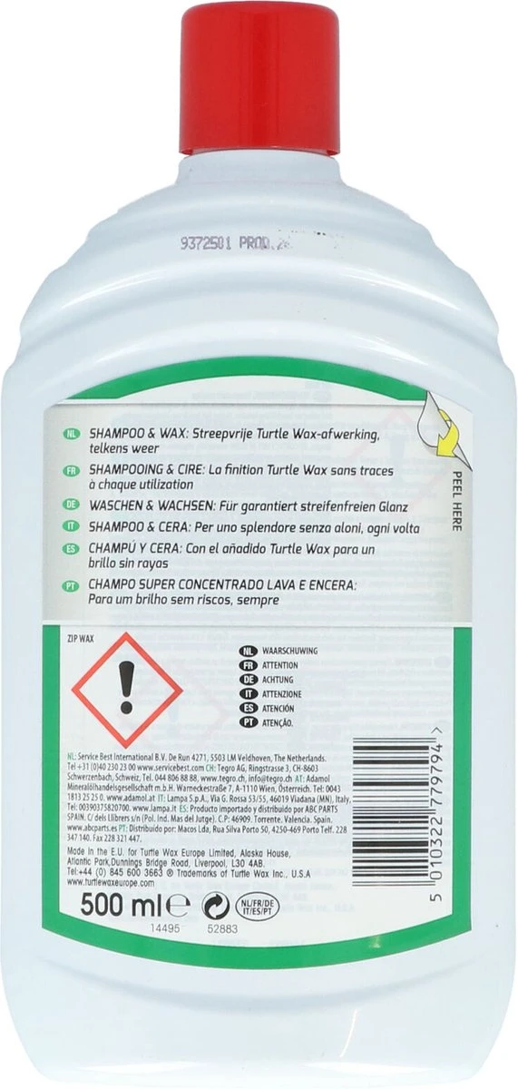 Turtle Wax 52883 Zip Wax Shampoo 500ml 8 Turtle Wax 52883 Zip Wax Shampoo 500ml - Afbeelding 6