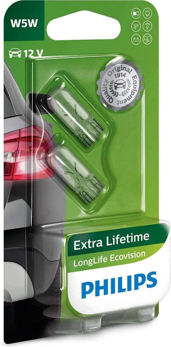 Philips W5W LongLife EcoVision 12V5 W2,1x9,5d B2 7 Philips W5W LongLife EcoVision 12V5 W2,1x9,5d B2 - Afbeelding 5