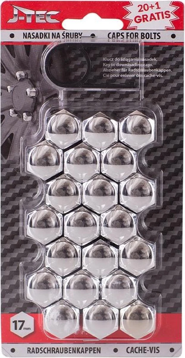 J-tec Wielmoerkapjes 17 Mm Synthetisch Zilver 20+1 Stuks 3 J-tec Wielmoerkapjes 17 Mm Synthetisch Zilver 20+1 Stuks