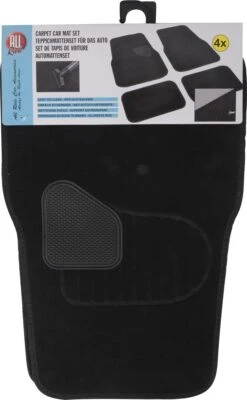 All Ride Set Automatten - 4 Stuks - Universeel - Makkelijk Te Reinigen - Anti-Slip - Chauffeur En Bijrijder 58 X 38 CM - Achterbank 25 X 38 CM - Zwart -Auto-Onderdelen 741x1200