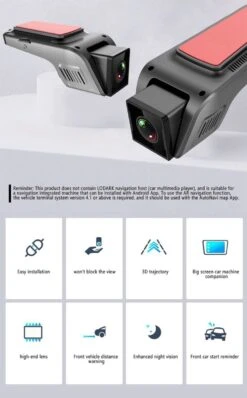 DrPhone DC12 Auto Dashcam Voor – Full HD 1080P - Nachtzicht – Bewegingsdetectie - 170 ° Groothoek Lens - Zwart -Auto-Onderdelen 744x1200