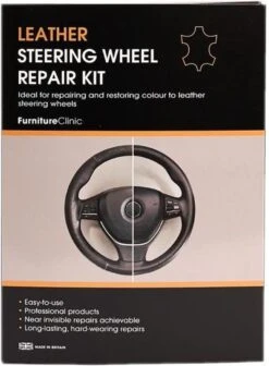 Lederen Stuurwiel Reparatie Set – Kleur: Zwart – Versleten Leer Herstellen - Furniture Clinic