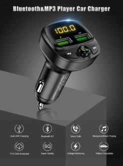 ISHIVA Premium Bluetooth FM Transmitter - 2x Fast Charger 3.4A USB Poort - Capaciteit Tot 64GB SD Kaart Of USB - Aluminiumlegering - Autolader - Carkit - Autoradio - Fm Transmitter Bluetooth Auto - Fm Transmitter Iphone - Fm Transmitter Auto -Auto-Onderdelen 893x1200