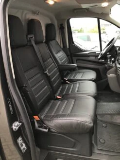 Pasvorm Stoelhoezen Set (stoel En Duobank) Ford Transit Custom 2012 T/m Heden - Kunst Leer Zwart -Auto-Onderdelen 900x1200 55