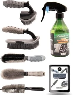 Follesa® 5-Delige Velgenborstel Set – Velgenreiniger – Autowasborstel – Inclusief Velgen Reiniger Spray + E-Book