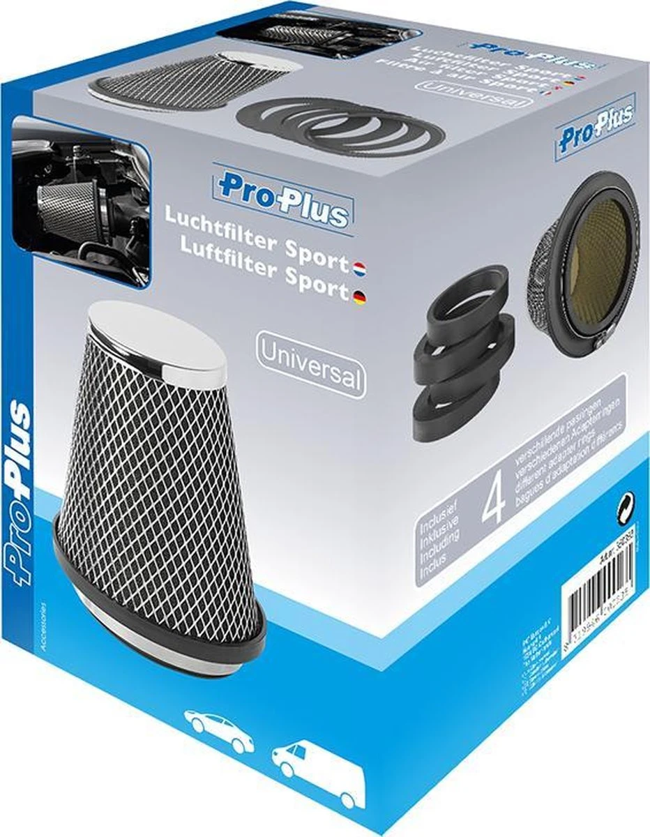 ProPlus Open Luchtfilter Zilver - Sport Filter Universeel 4 ProPlus Open Luchtfilter Zilver - Sport Filter Universeel - Afbeelding 2