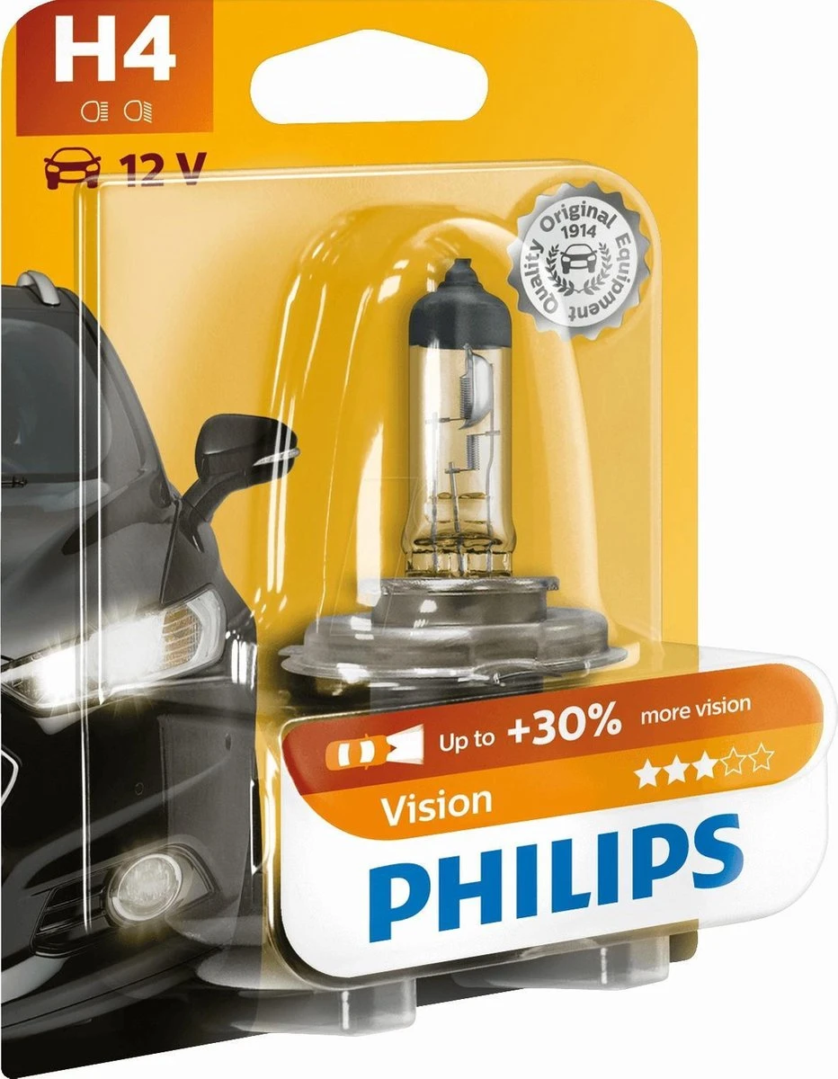 Philips Vision Halogeenlamp - H4 Autolamp - 12V 4 Philips Vision Halogeenlamp - H4 Autolamp - 12V - Afbeelding 2