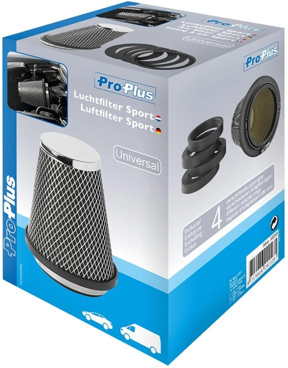 ProPlus Open Luchtfilter Zilver - Sport Filter Universeel 6 ProPlus Open Luchtfilter Zilver - Sport Filter Universeel - Afbeelding 4