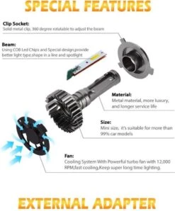 Merkloos H4 LED Lamp - Wit - 6500K - 14000 Lumen - HB2 - 72W - Dimlicht, Grootlicht & Mistlicht - 2 Stuks -Auto-Onderdelen 994x1200 1